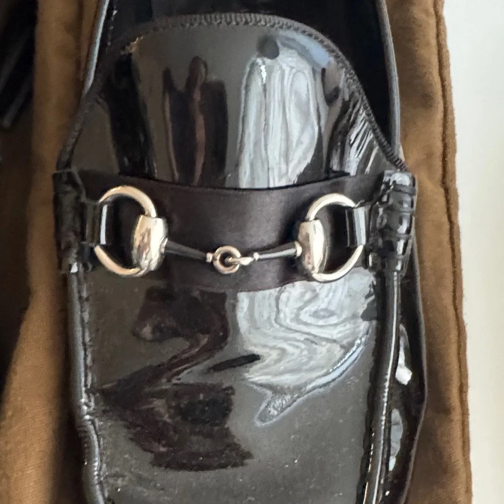 Gucci Men's Black Patent Leather Bit Loafers
